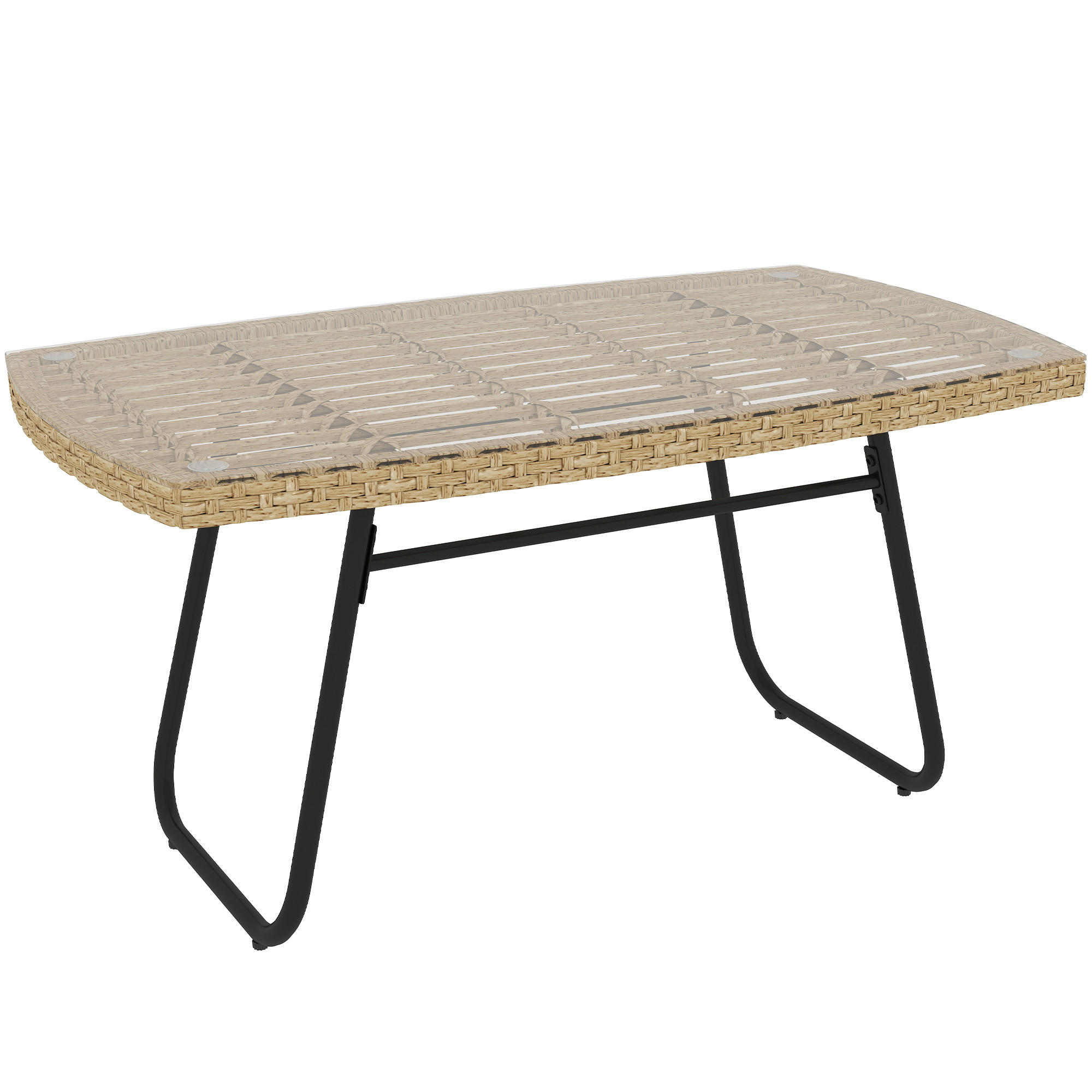 GARTENTISCH 90 x 50 x 45 cm, UV-beständig Beistelltisch Naturholz - Naturfarben, Metall (90/50/45cm) - Outsunny