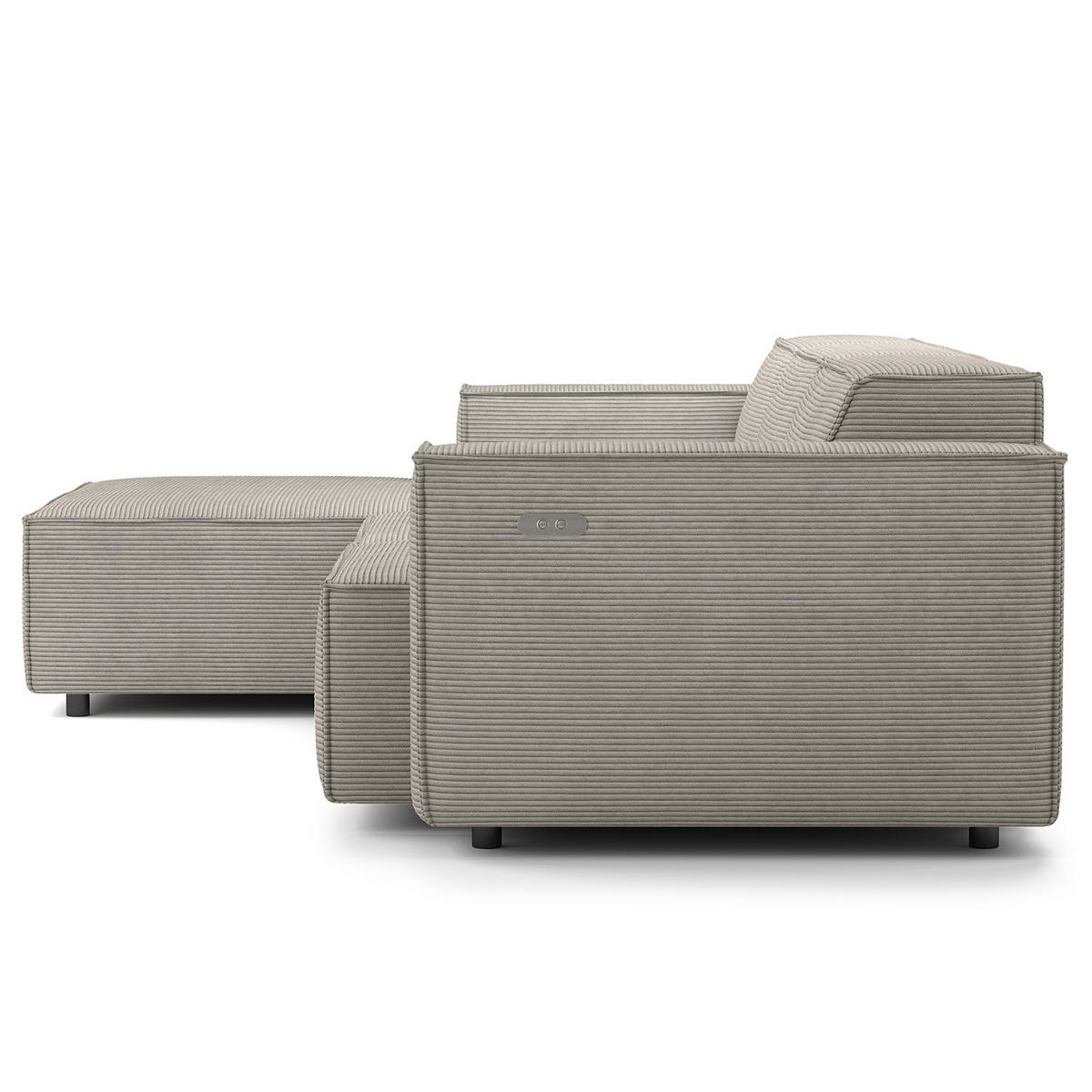 ECKSOFA mit Longchair - Graubraun/Schwarz, Kunststoff/Textil (260/177cm) - home24