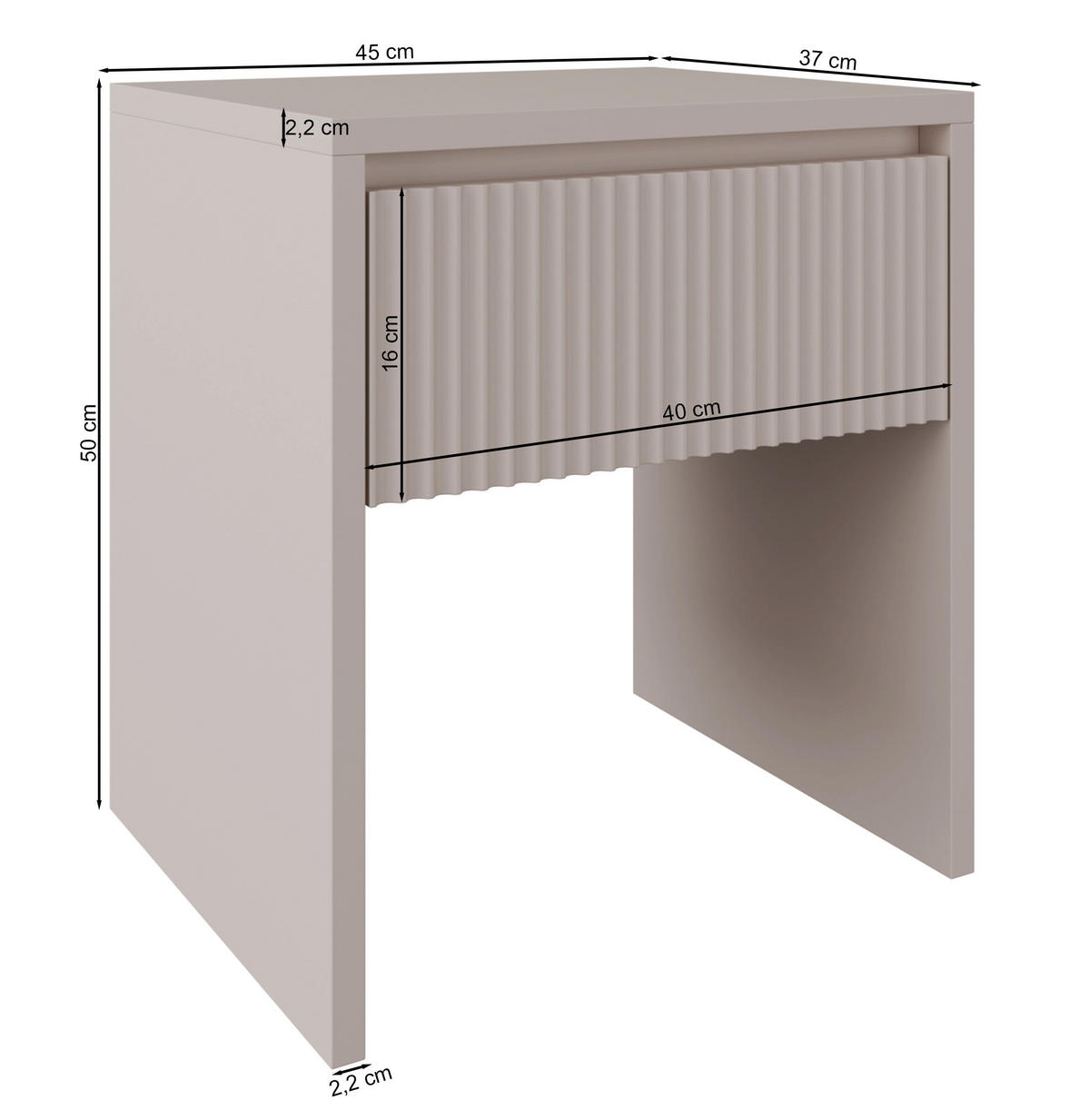 NACHTTISCH Vemmi Kaschmir 45 cm - Taupe/Kaschmir, Holzwerkstoff (45/50/37cm) - Selsey