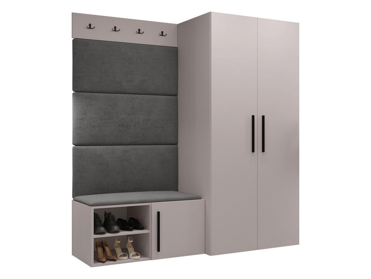 GARDEROBEN-SET Medi I - Kaschmir/Schwarz, Holzwerkstoff/Kunststoff (80/191/50cm) - MIRJAN24