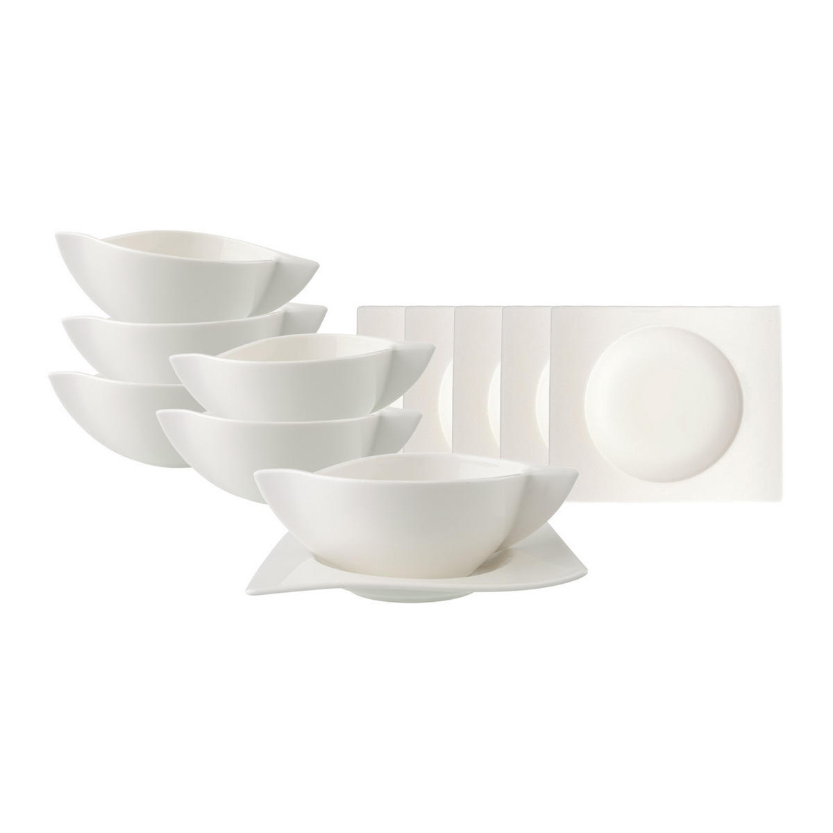 SUPPENTASSEN MIT UNTERTASSEN NewWave weiß 450 ml 6er Set - Weiß, Keramik (260L) - Villeroy & Boch