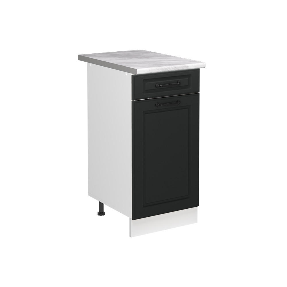 SPÜLENUNTERSCHRANK R-Line, Anthrazit Landhaus/Weiß, 40 cm Arbeitsplatte Marmor - Anthrazit/Weiß, Holzwerkstoff (40/81.6/60cm) - Vicco