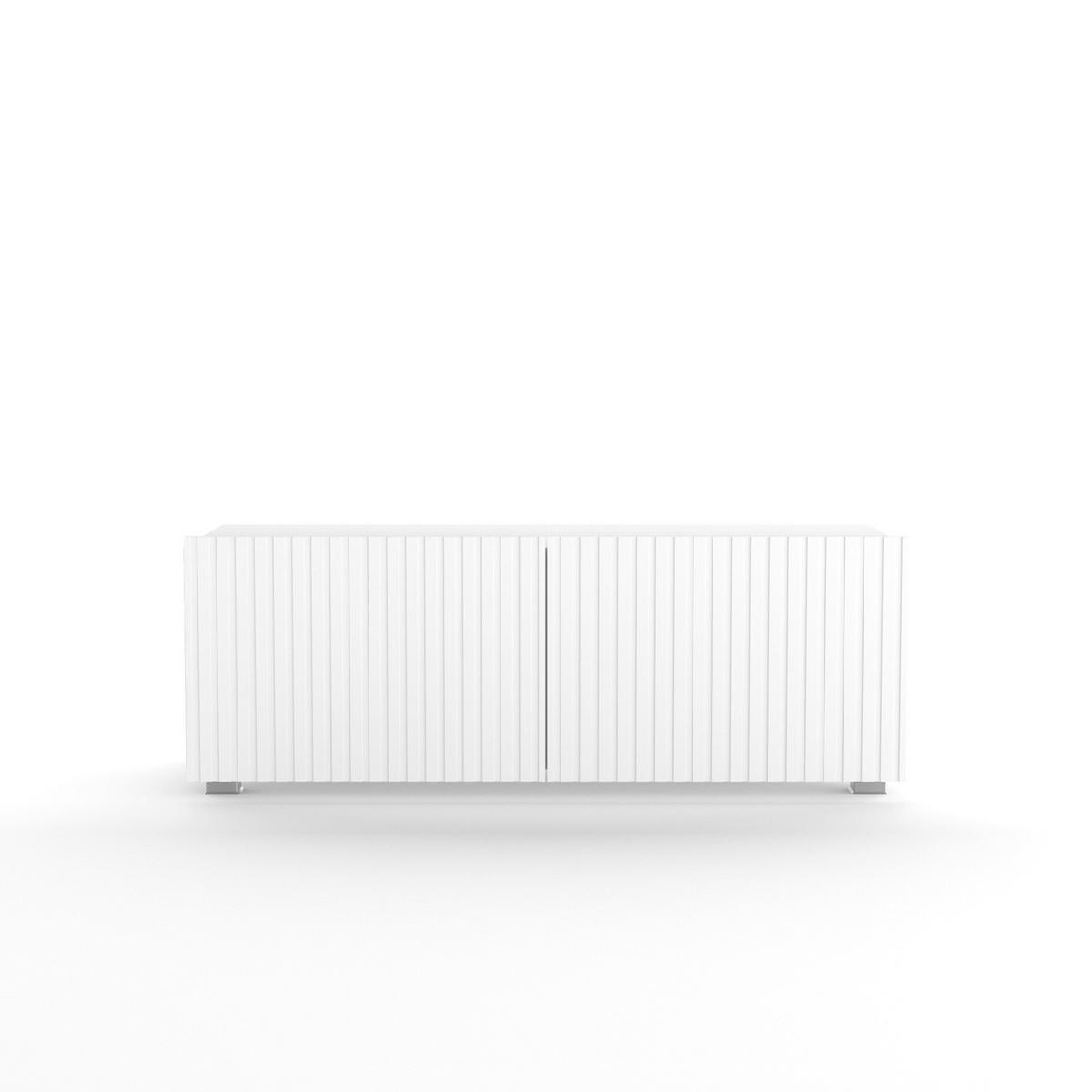 TV-LOWBOARD Kolder 100 cm Weiß mit geriffelten Fronten - Silberfarben/Weiß, Holzwerkstoff/Kunststoff (100/38/43cm) - Ravio