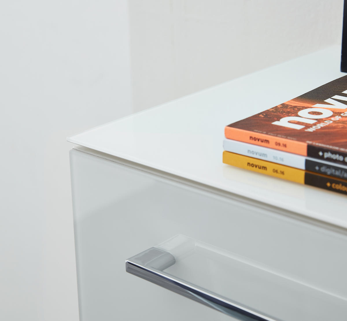 SCHREIBTISCH-SET MUENCHEN 160x80 cm Weiß | Glasplatte & Container - Weiß, Glas/Metall (80/160/75cm) - KADIMA DESIGN