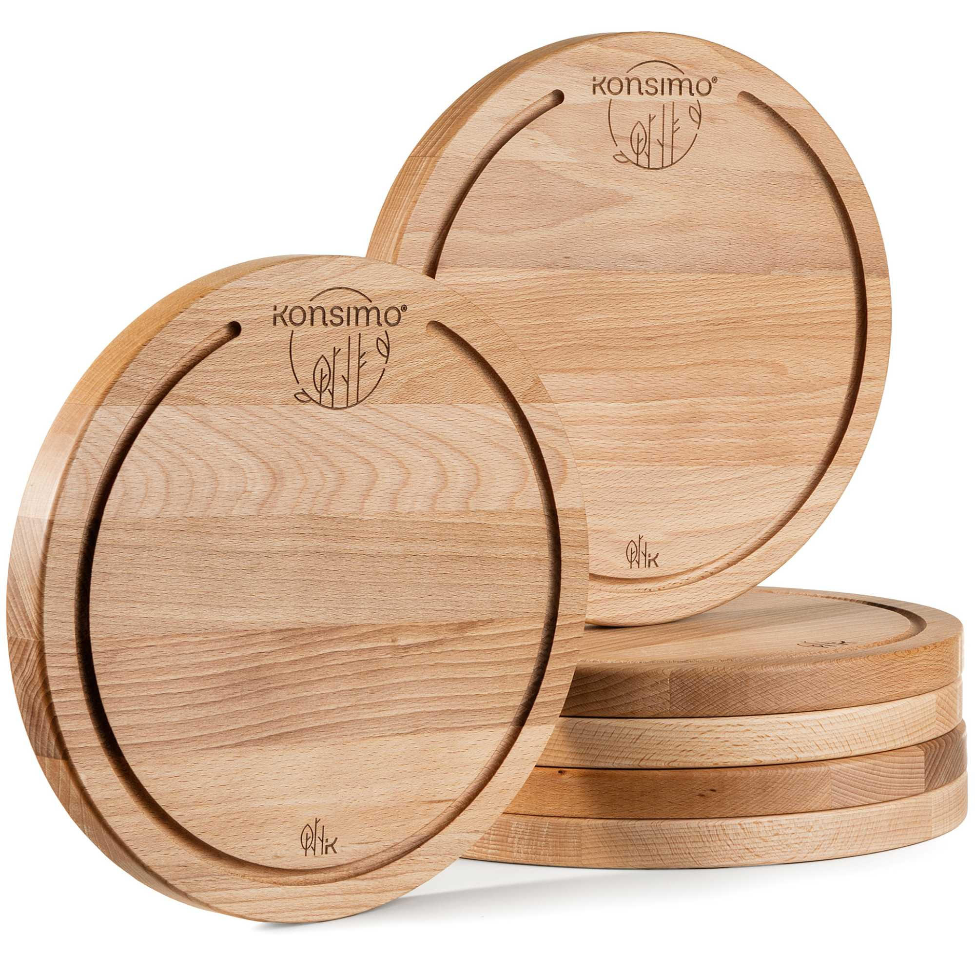 SCHNEIDEBRETT Holz Buche geölt LESTE 6-tlg - Buchefarben, Holz (32/32cm) - KONSIMO®