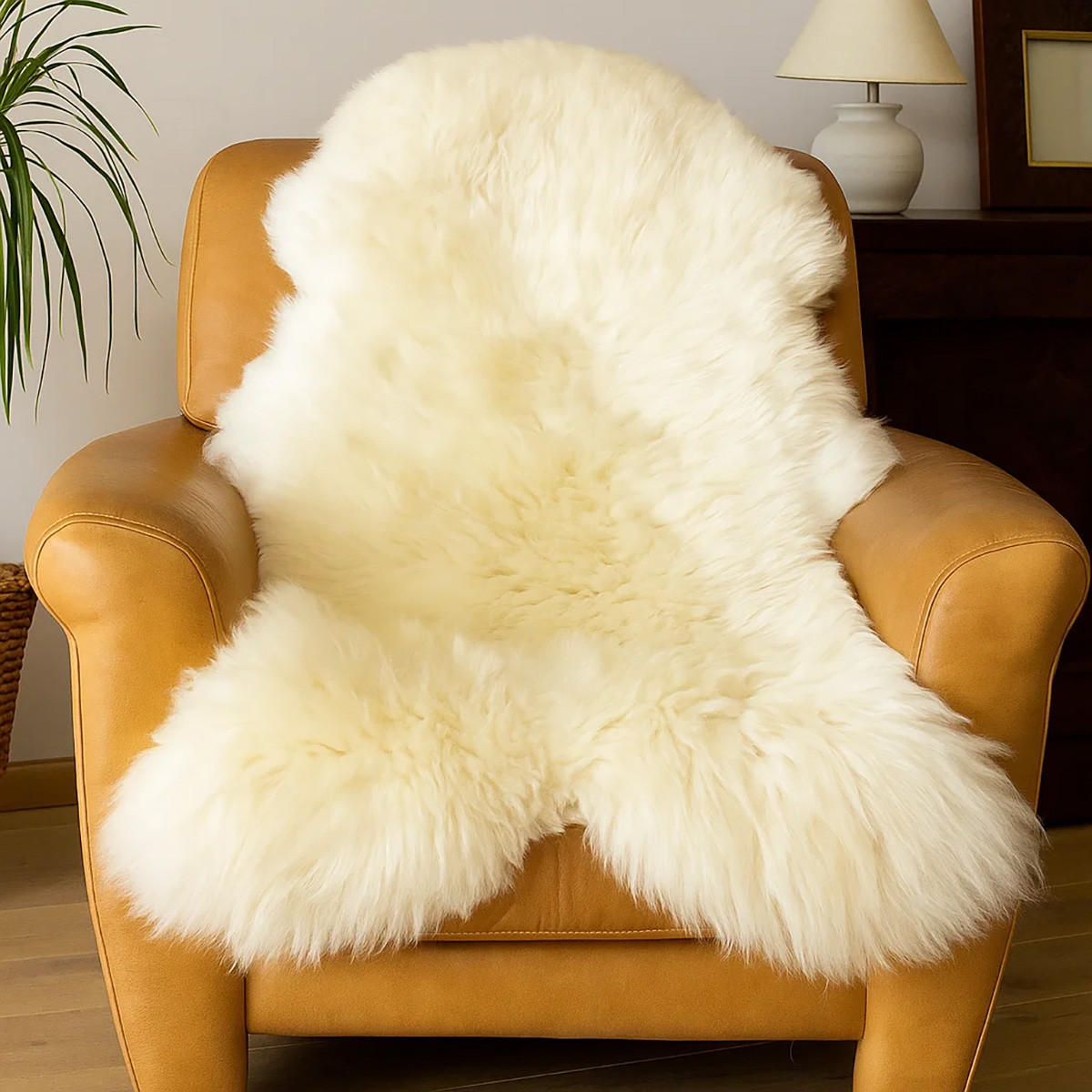 SCHAFFELL Öko Naturweiß Typ Eisbär 140 cm XXL - Weiß, Fell (70/140cm) - Provellus