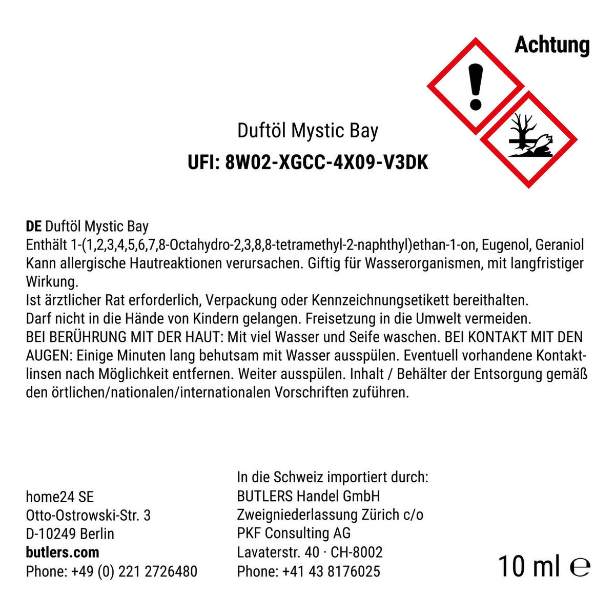 DUFTÖL Supreme Mystic Bay - Dunkelgrau, Glas (2.5/6/2.5cm) - Butlers