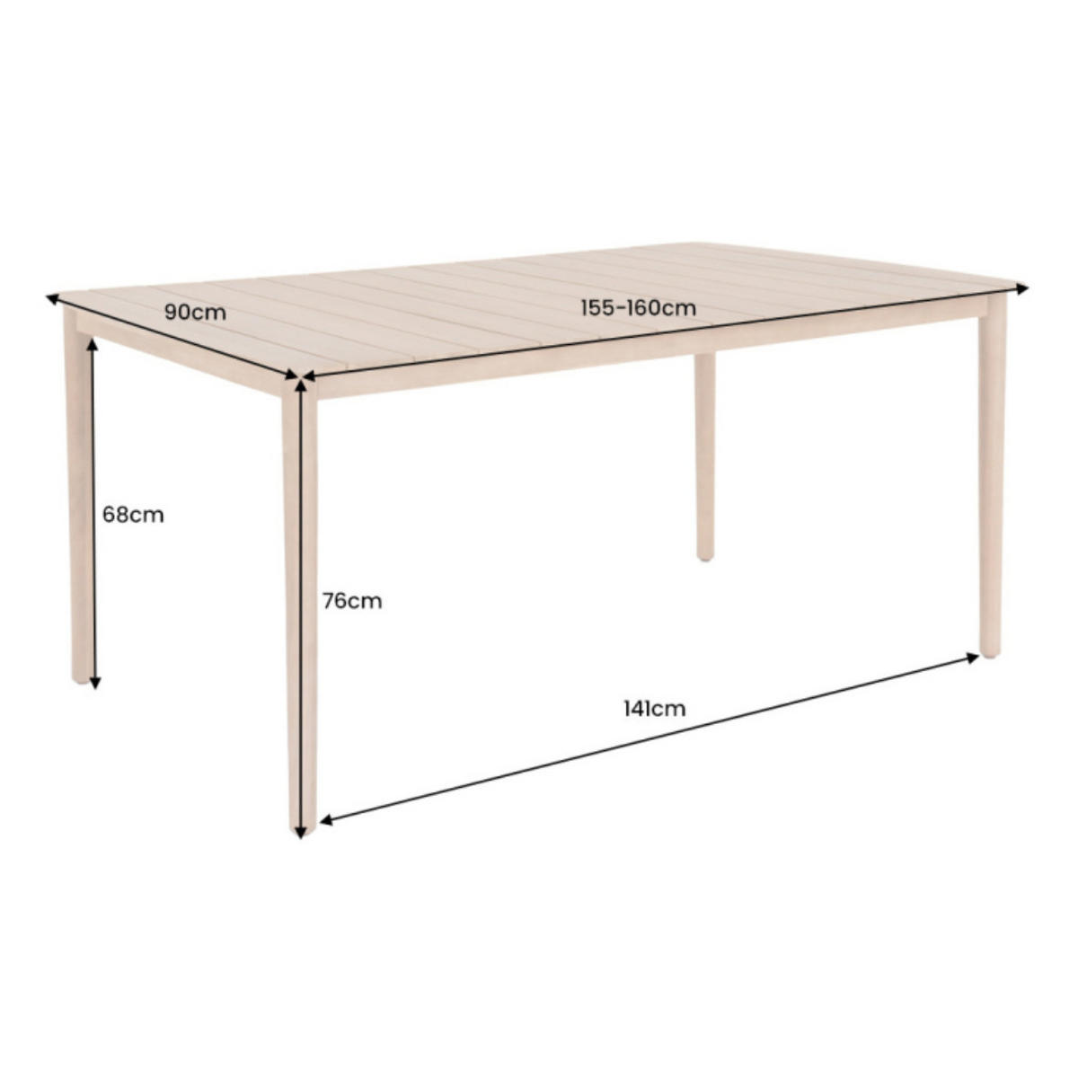 GARTENTISCH KOPENHAGEN Akazie Natur 160cm - Braun, Holz (90/155/76cm) - riess-ambiente