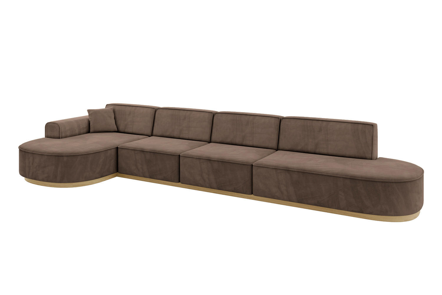 ECKSOFA Ottomane Links MARI-L3-v2 - 413x171x83 cm Braun Velours - Braun, Holzwerkstoff/Textil (413/171cm) - ALTDECOR