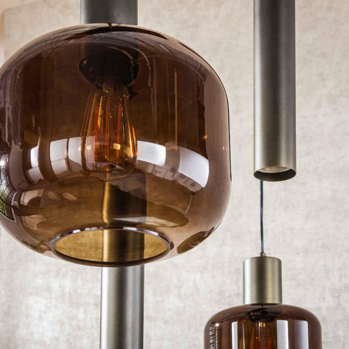 HÄNGELEUCHTE Bronza Braun 35/105/150 cm - Braun, Glas (35/105/150cm) - Hoyz Collection