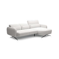 ECKSOFA Barillo – Verstellbare Rückenlehne, Stahlfüße, Elegante Armlehnen, Drei Rückenkissen, Freistehend, 261x170x97 cm – Rechte, Esche - Silberfarben, Holz/Textil (261/170cm) - DomoHome