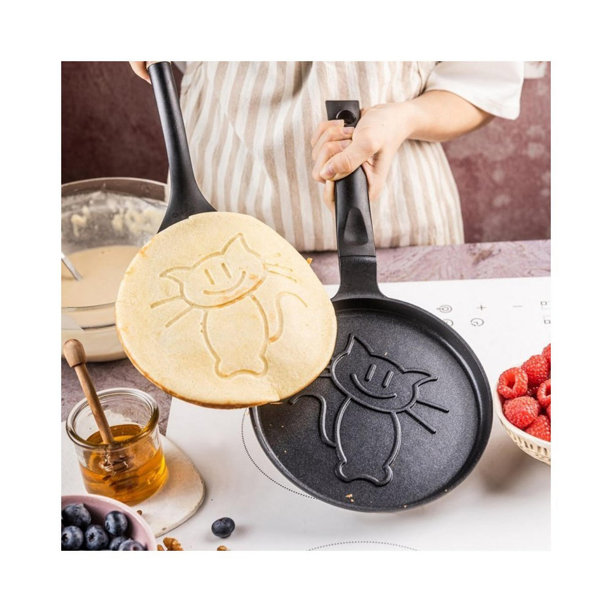 CRÊPEPFANNE Schwarz 18/18/1.8 cm 63852 - Schwarz, Metall (18cm) - Klausberg 