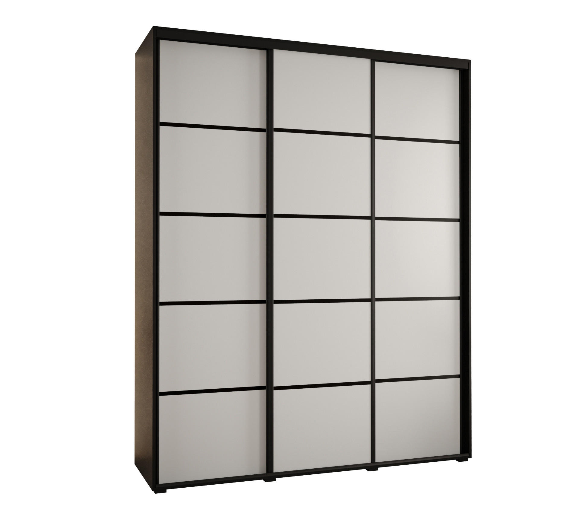 Abiks Möbel Schwebetürenschrank Schwarz, Weiß, Schwarz 200x235x60 cm