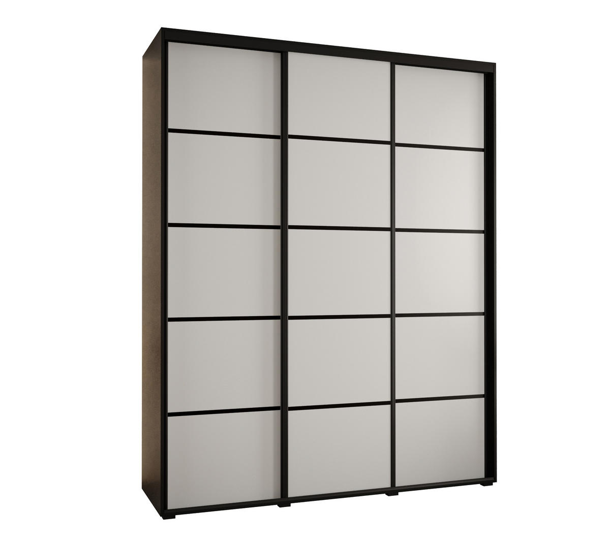 SCHWEBETÜRENSCHRANK 235,2/190/60 3-türig - Schwarz/Weiß, Holz/Metall (190/235/60cm) - Abiks Möbel