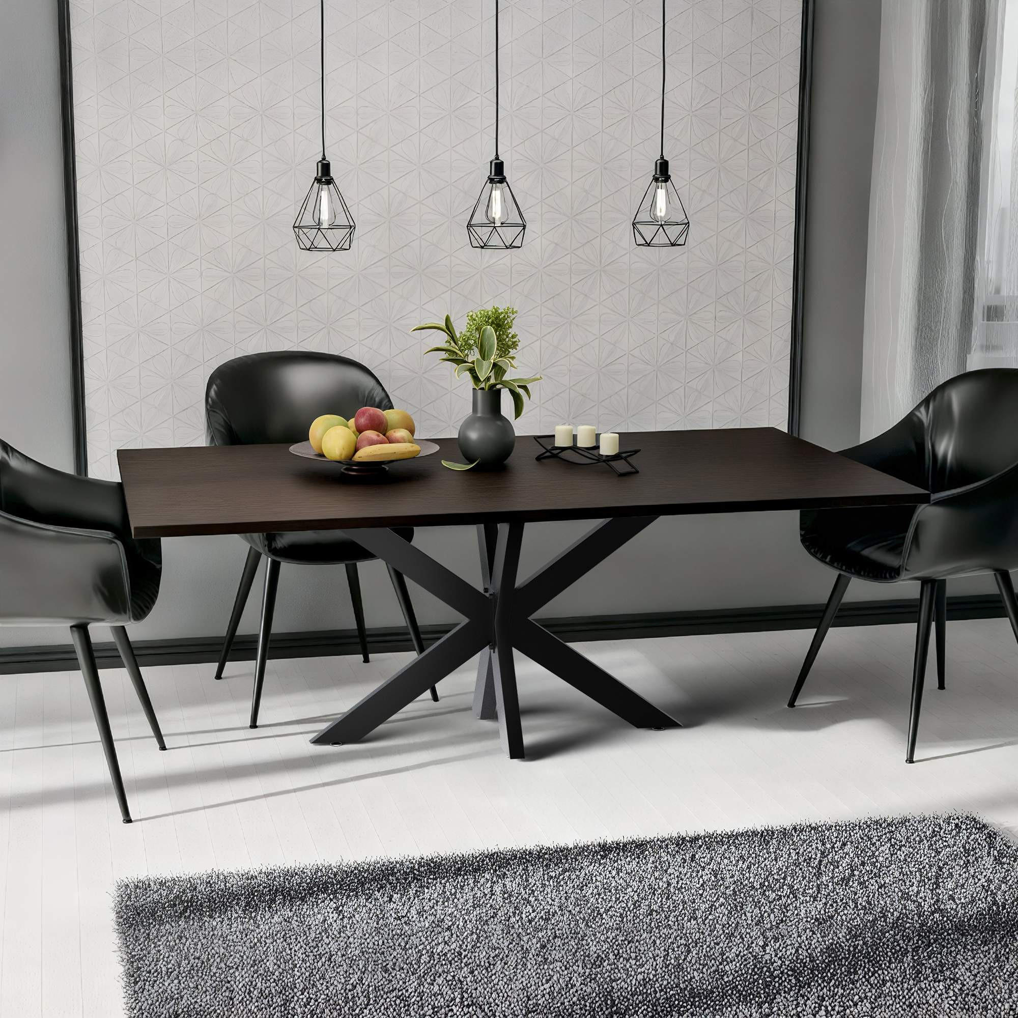 TISCHBEIN eckig 120/68/71 cm Metall schwarz - Schwarz, Metall (120/71/68cm) - CLP