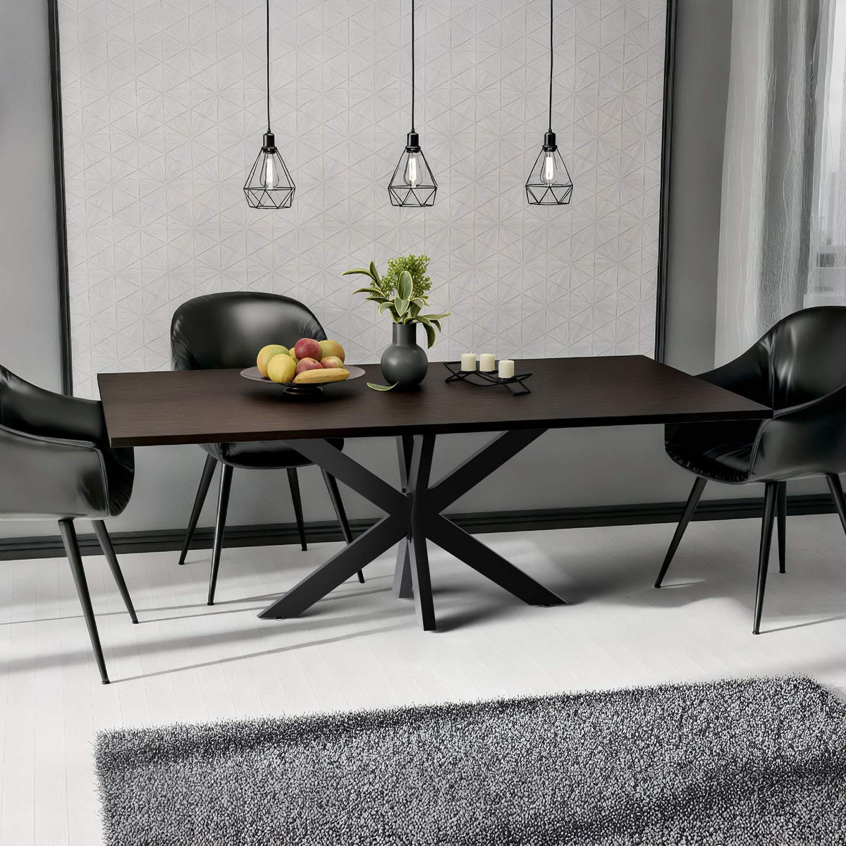 TISCHBEIN eckig 120/68/71 cm Metall schwarz - Schwarz, Metall (120/71/68cm) - CLP