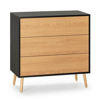 KOMMODE 80/80/40 Apolo 3 Schubladen - Schwarz, Holzwerkstoff (80/80/40cm)