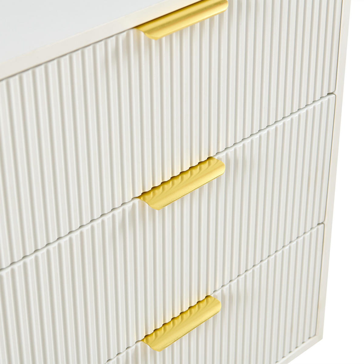KOMODA bílá a zlatá 6 zásuvek 120 cm moderní - bílá, kompozitní dřevo (120/72/40cm) - Urban Meuble