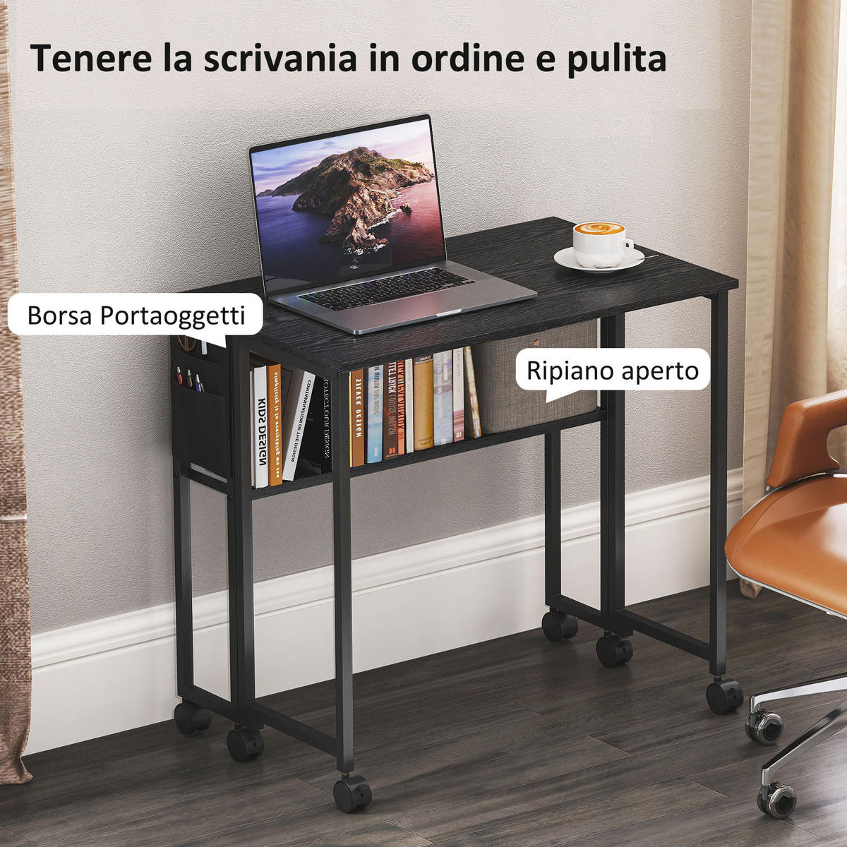 BÜROTISCH Schwarz 1 Stück - Schwarz, Holzwerkstoff (50/80/75cm) - GiPP