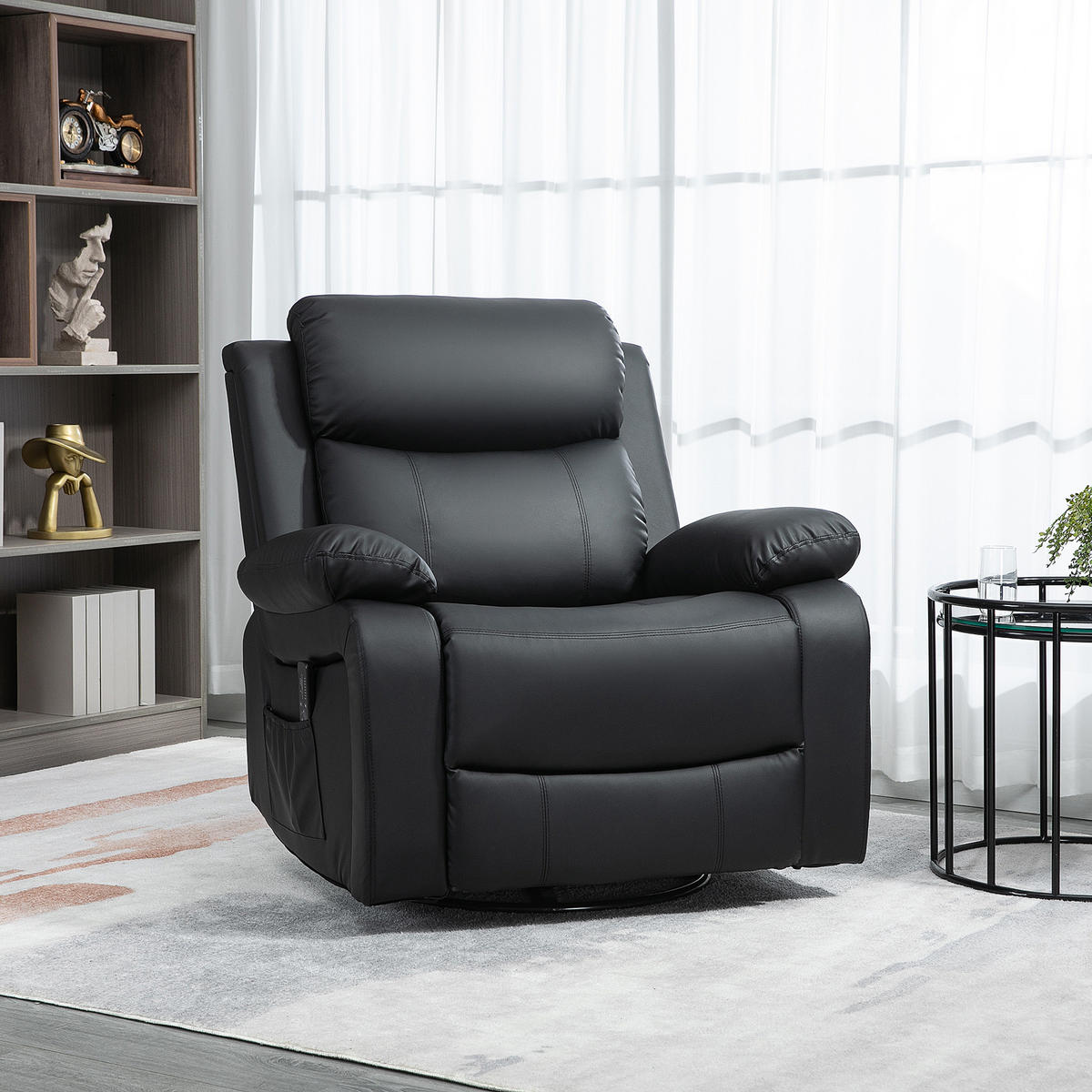 RELAXSESSEL, Kunstleder, Schwarz - Schwarz, Kunststoff/Metall (90/101/93cm) - HOMCOM