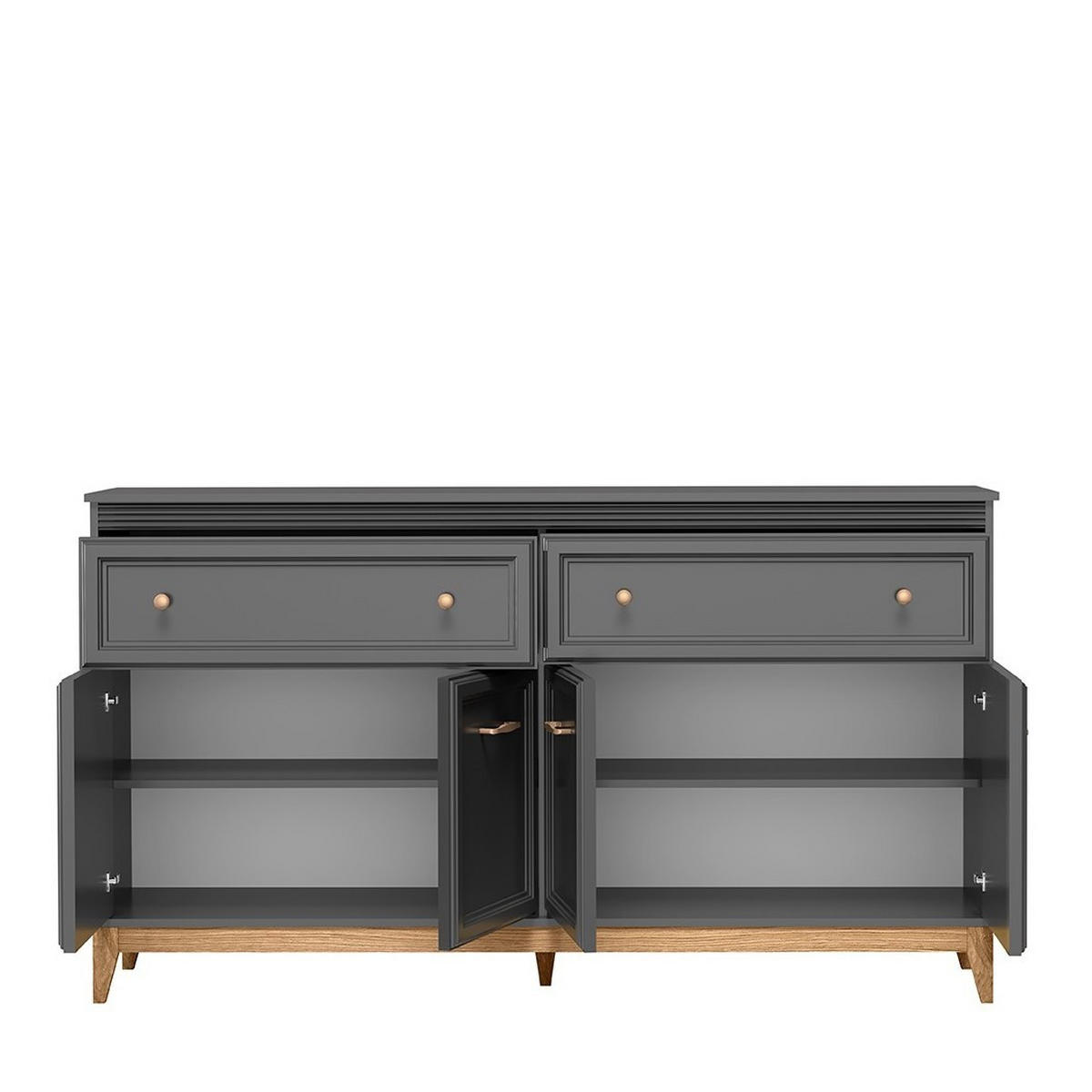 KOMMODE SUOLO 179/100/40,5cm mit 2 Schubladen 4 Türen Grau - Grau, Holzwerkstoff (179/100/40.5cm) - MASSENO