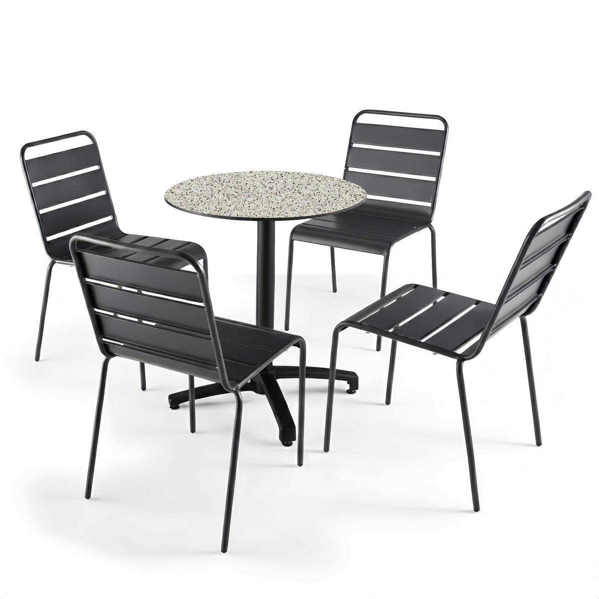 GARTENTISCH rund, Terrazzo - Weiß, Holzwerkstoff (70/70/72cm) - Oviala