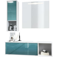 BADMÖBELSET La Costa Fronten in Petrol Hochglanz - Petrol, Holzwerkstoff (126.5/190/46cm) - Vladon