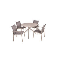 GARTEN-SITZGRUPPE Hakon 5-teilig Gartenmöbel-Set - Grau, Kunststoff - DELUKE