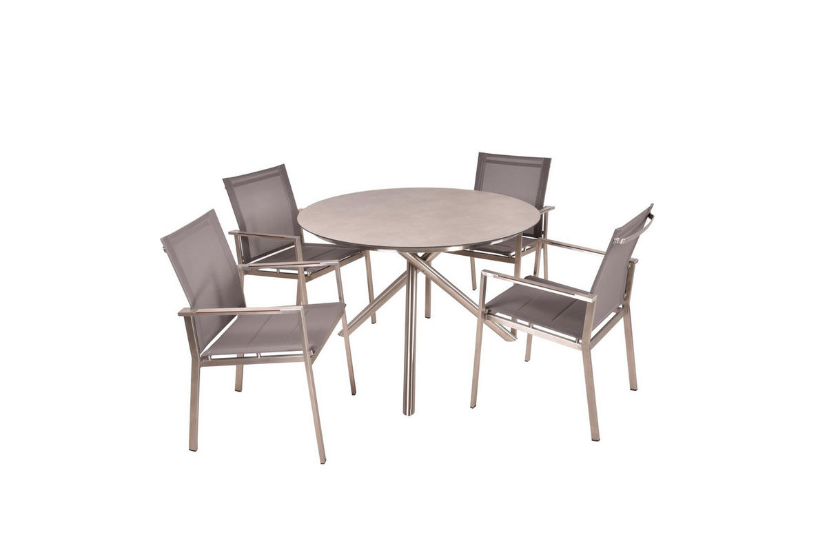 GARTEN-SITZGRUPPE Hakon 5-teilig Gartenmöbel-Set - Grau, Kunststoff - DELUKE