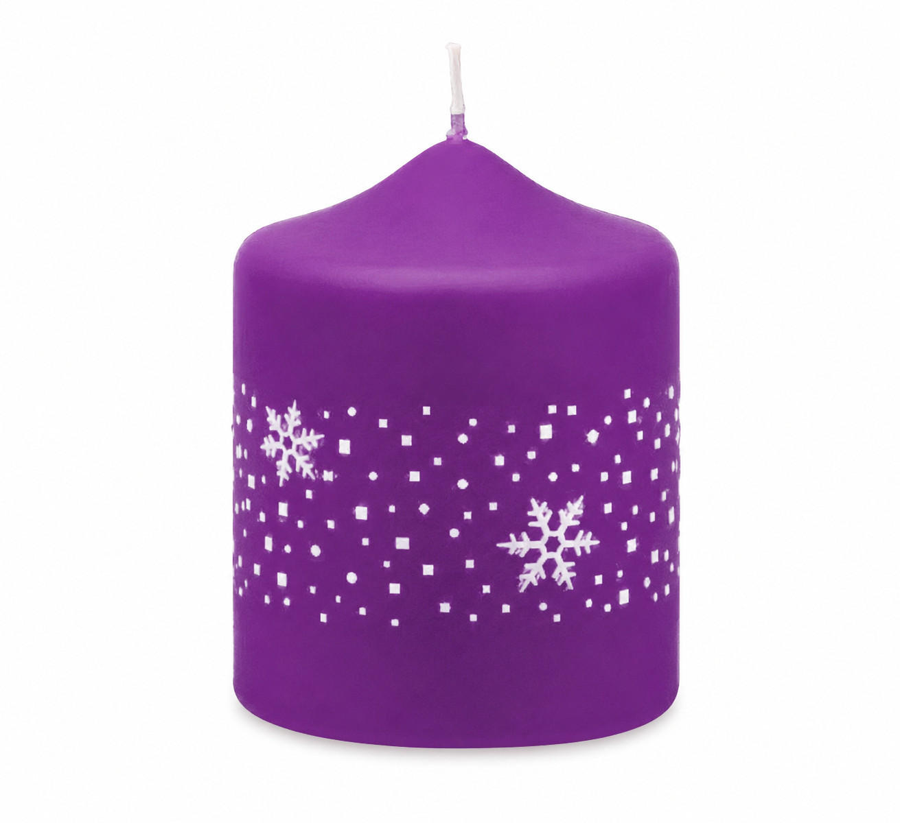 ADVENTSKERZEN Nevis in Samtlook Purple Lila 8 x 6 cm, 4er Set - Lila, Paraffin (6/8/8cm) - Kopschitz Kerzen