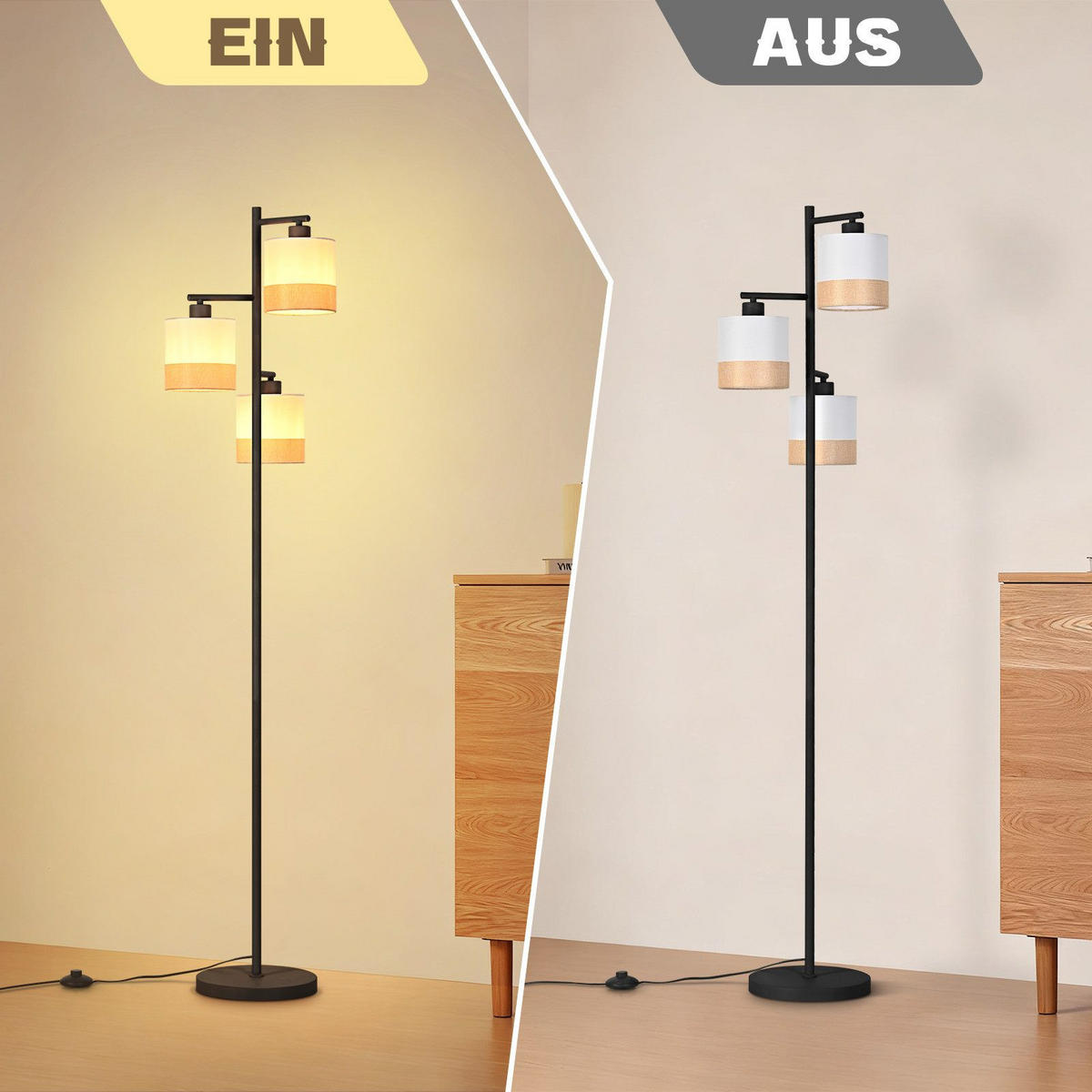 STEHLAMPE CALW Ⅲ 25/14/158 cm - Schwarz, Metall (25/14/158cm) - Nettlife