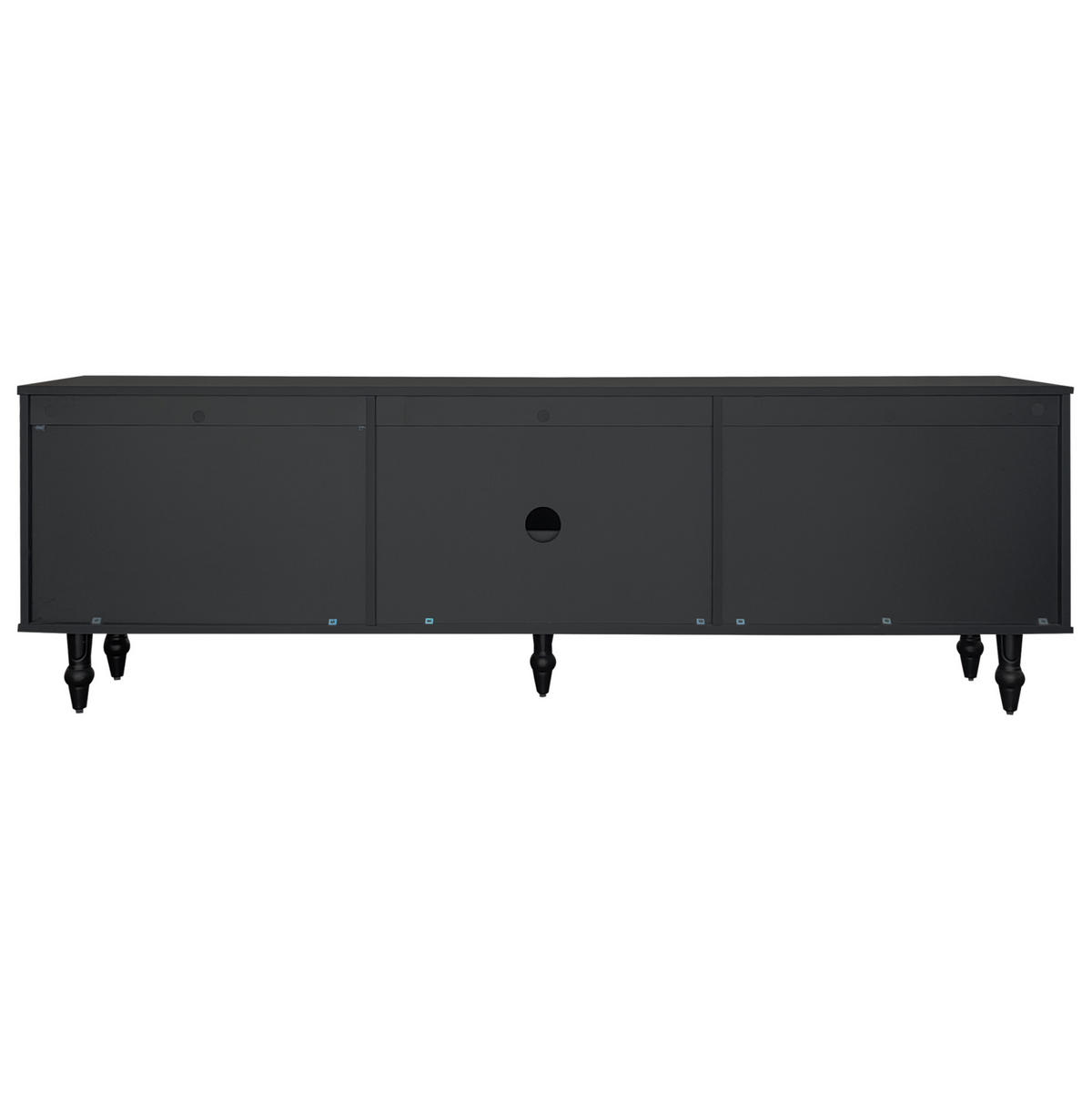 TV-SCHRANK 175/38/55,5 cm schwarz mit geriffelten Glastüren und goldenen Griffen - Schwarz, Holzwerkstoff (175/55.5/38cm) - OKWISH