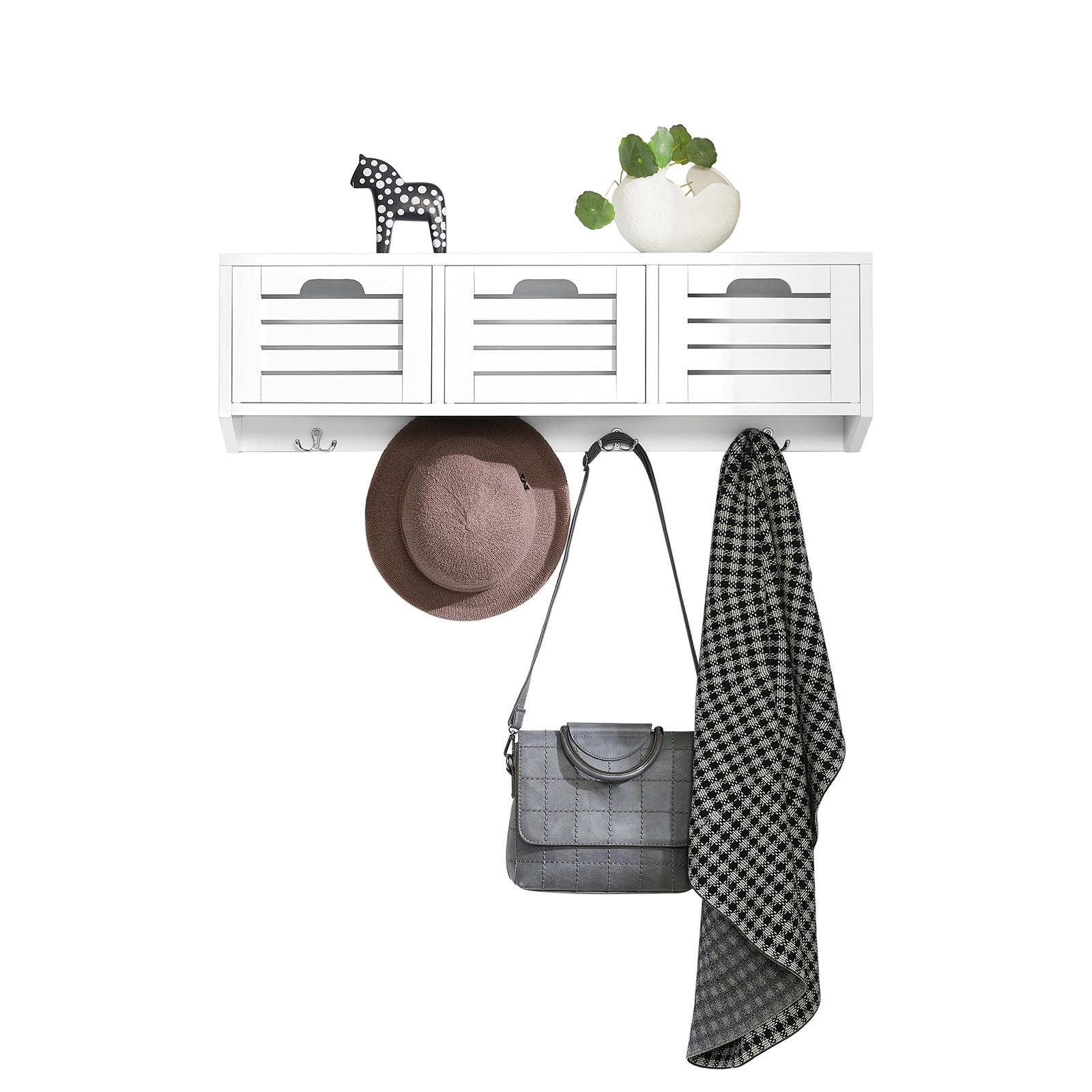 WANDGARDEROBE Weiß - Weiß, Holzwerkstoff (80/25/20cm) - SoBuy