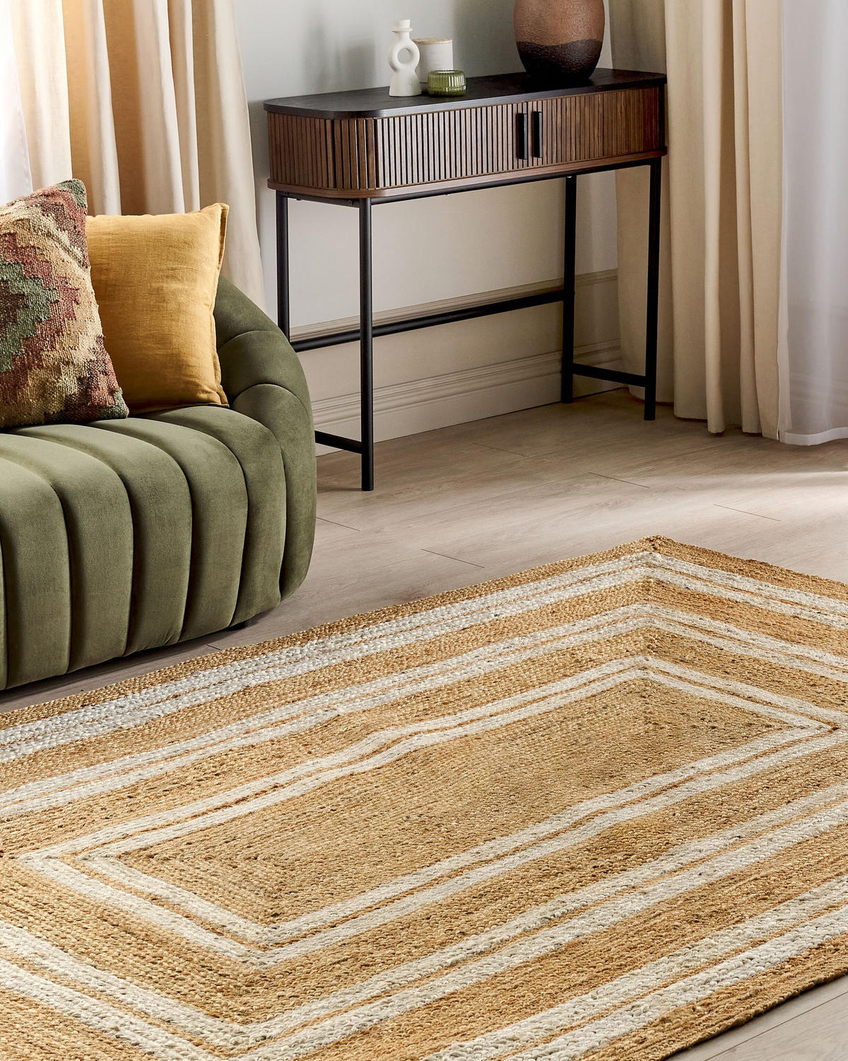 TEPPICH geflochten Beige 160/230 cm Elmali - Beige, Naturmaterialen (160/230cm) - Beliani
