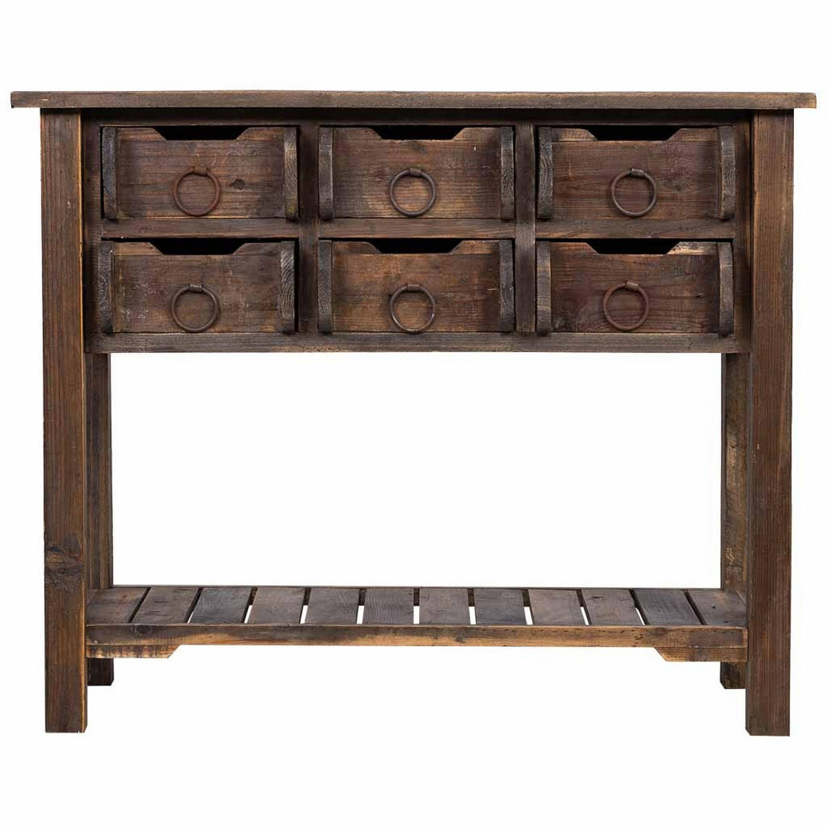 FLURTISCH aus holz mit 6 schubladen 105x45x82 cm - Braun, Holz (45/105/82cm) - Wanderlust