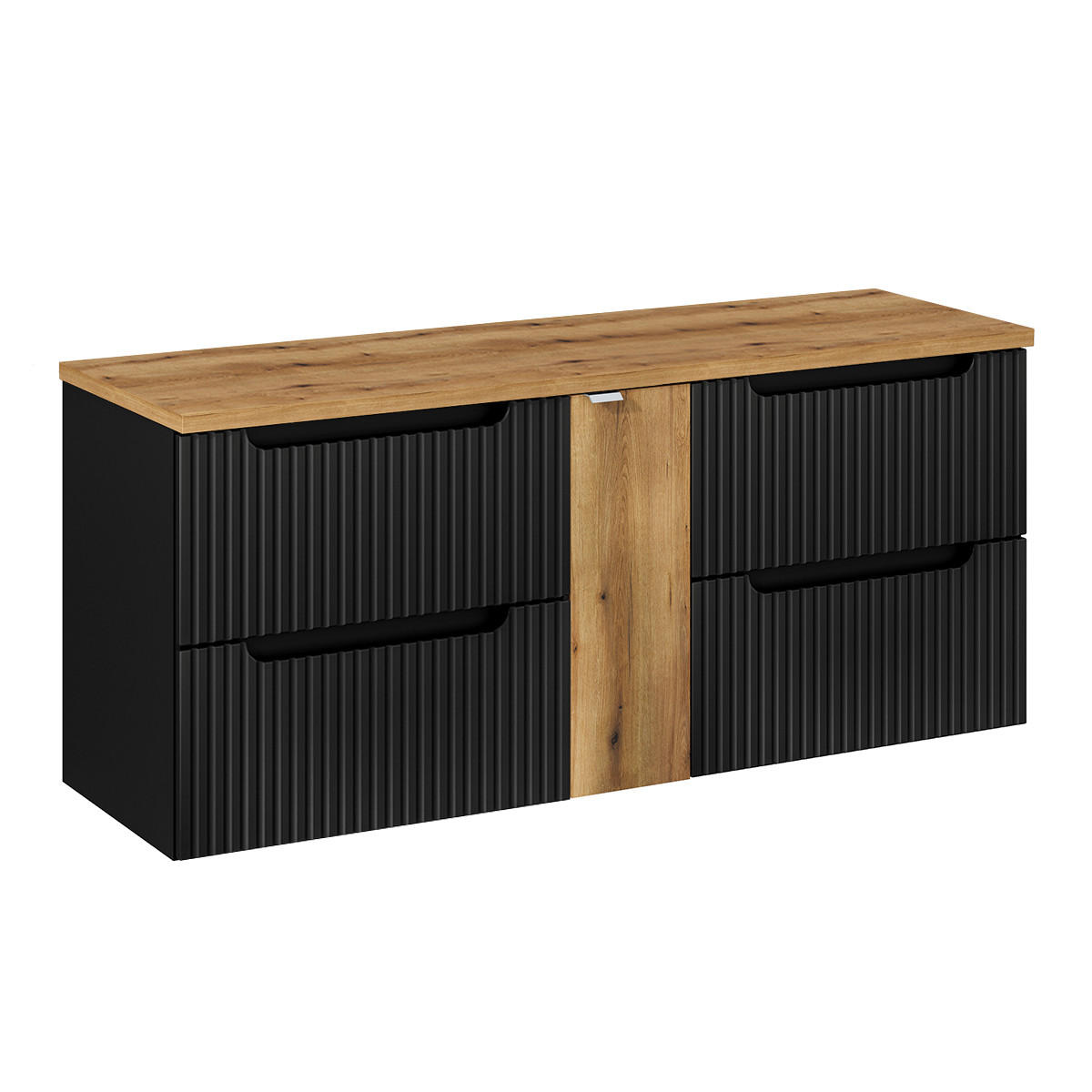 WASCHTISCHUNTERSCHRANK 140.4cm Riva Schwarz und Holz - Schwarz, Holzwerkstoff (140.4/59/40cm) - Petits-meubles