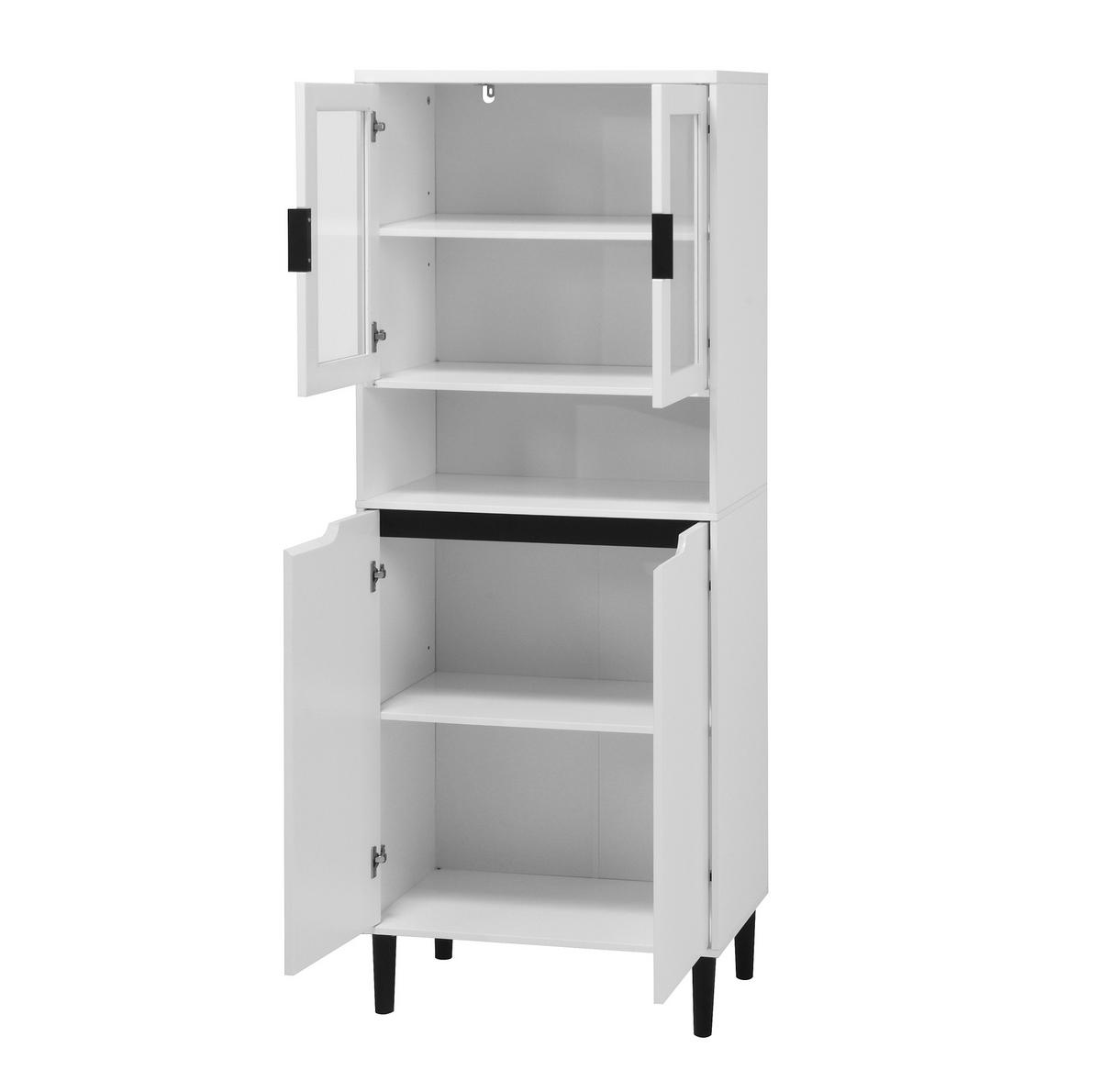 VITRINA bijela od MDF-a s kaljenim staklom i podesivom policom - bijela, drvni materijal (60/160/35cm) - OKWISH