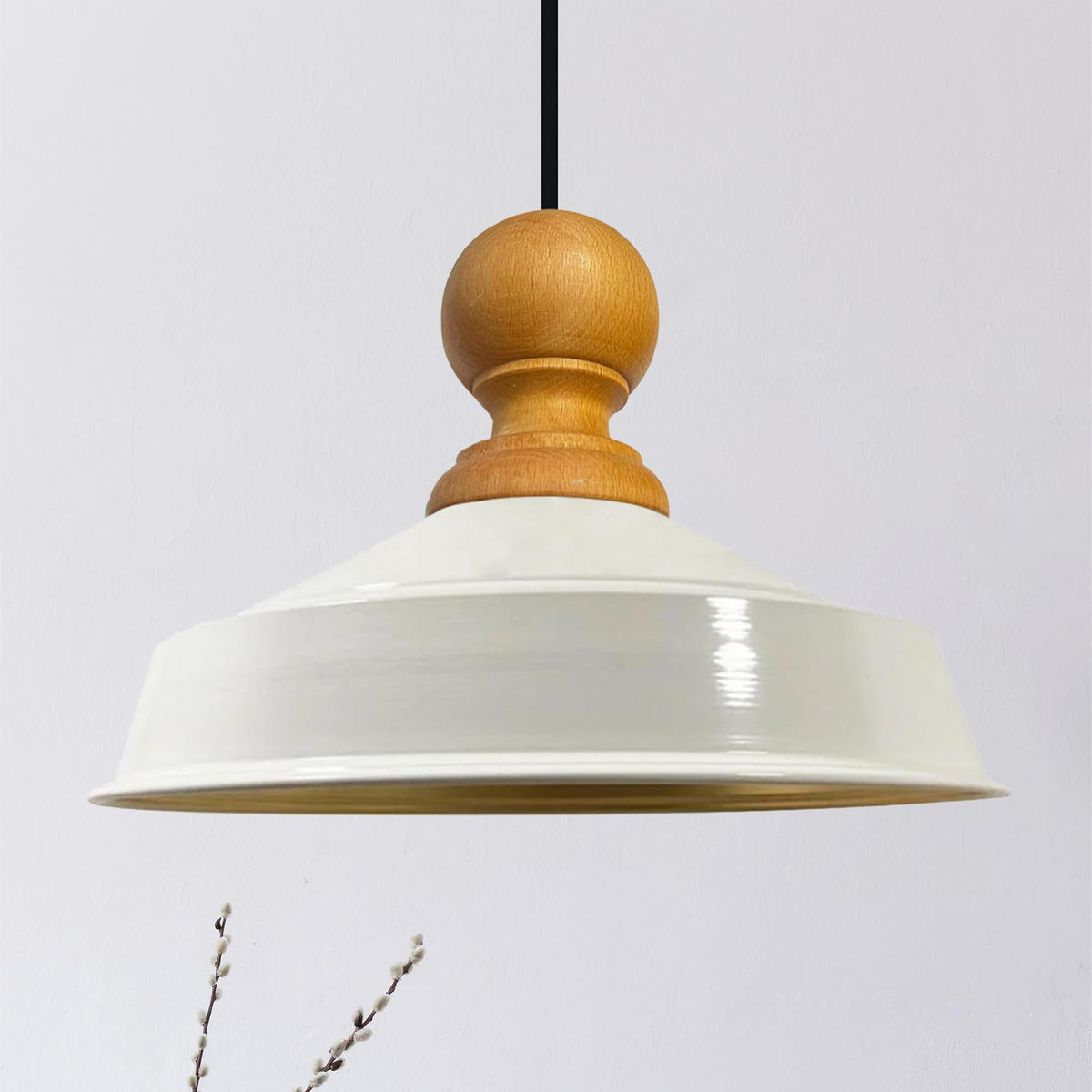 DECKENPENDELLEUCHTE Holz Asletl - Weiß, Holz/Metall (24/40/148cm) - Bamyum