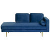CHAISELONGUE Samtstoff marineblau rechtsseitig Miramas - Blau/Goldfarben, Textil (171/63/79cm) - Beliani