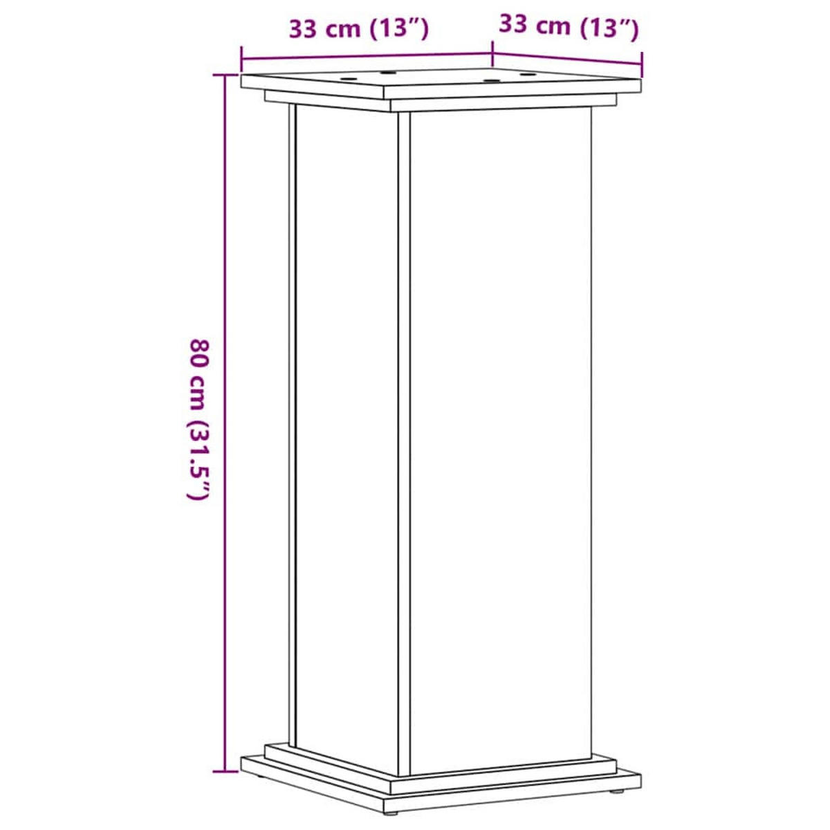 PFLANZENSTÄNDER Artisan-Eiche 33/33/80 Cm Holzwerkstoff - Braun, Holzwerkstoff (33/80/33cm) - vidaXL