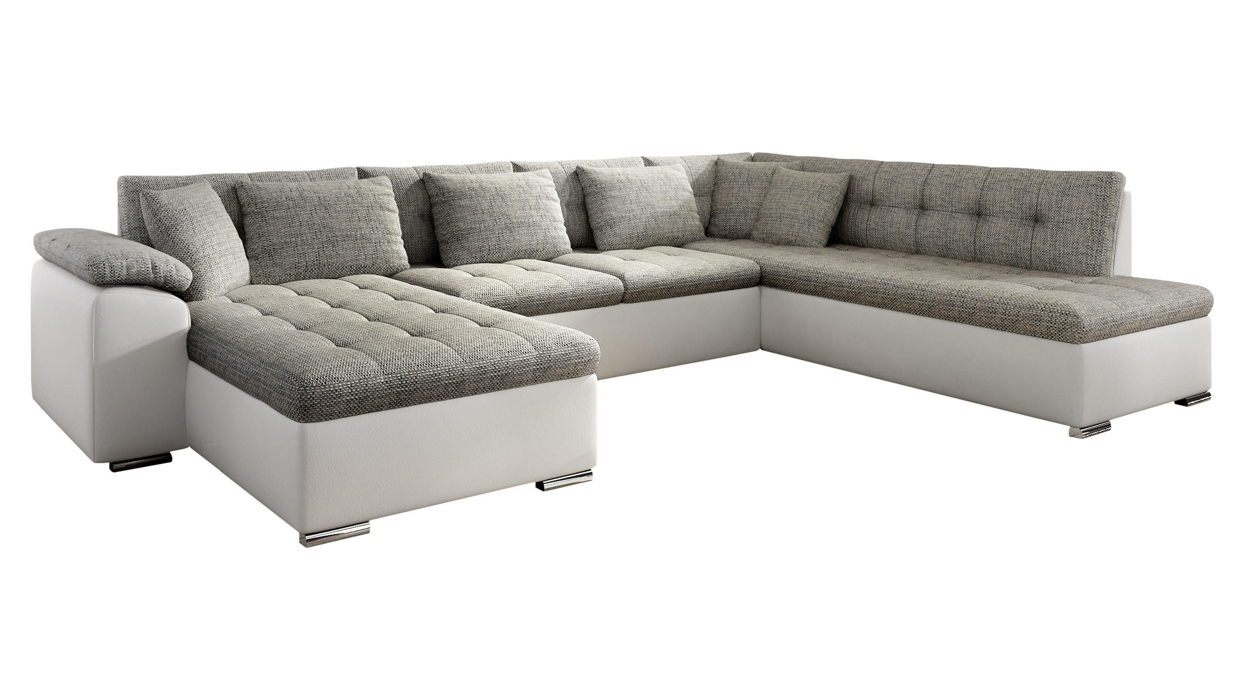 WOHNLANDSCHAFT Niko Bis, Seite: Links - Weiß, Holz/Textil (348/76/205cm) - MIRJAN24