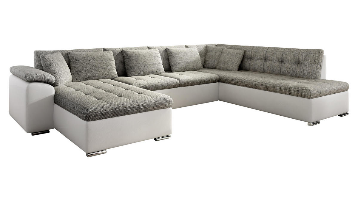 WOHNLANDSCHAFT Niko Bis, Seite: Links - Weiß, Holz/Textil (348/76/205cm) - MIRJAN24
