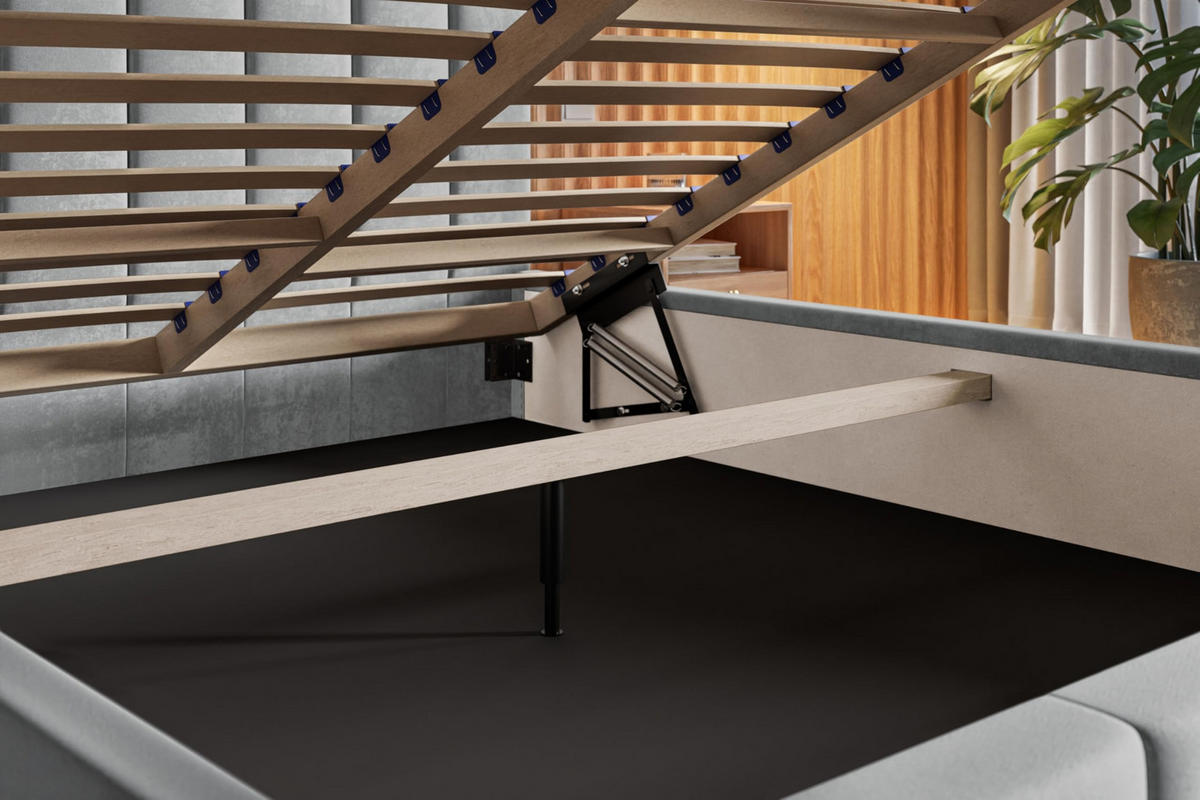 BETT 120x200 - Polsterbett mit Bettkasten und Holzrahmen - Modern Betten - Weicher Jasminstoff - Kollektion Tokio, Schwarz - AlpiMeble - Schwarz, Holz/Kunststoff (120/200cm) - Alpi-Möbel