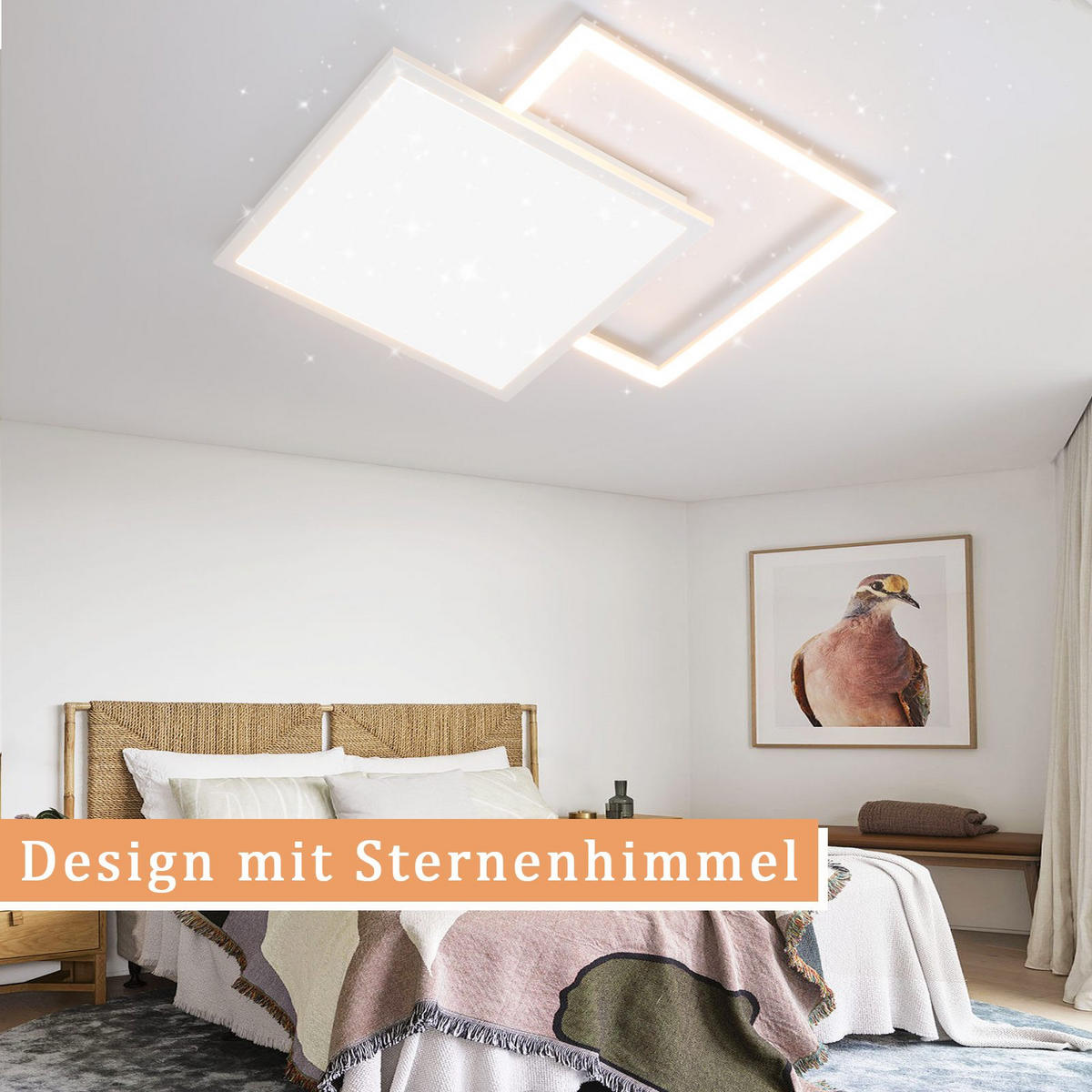 LED-DECKENLEUCHTE Carl 53/53/5 cm - Weiß, Metall (53/53/5cm) - Nettlife