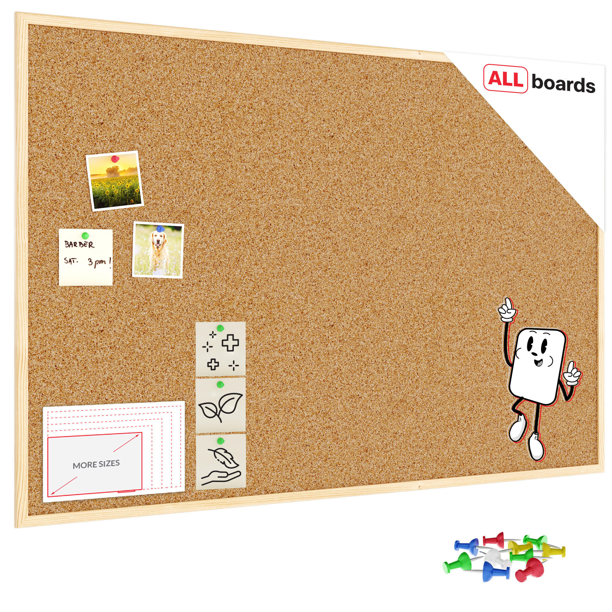 PINNWAND mit Naturholzrahmen 120x80cm - Braun, Holz (120/80/0.9cm) - ALLboards