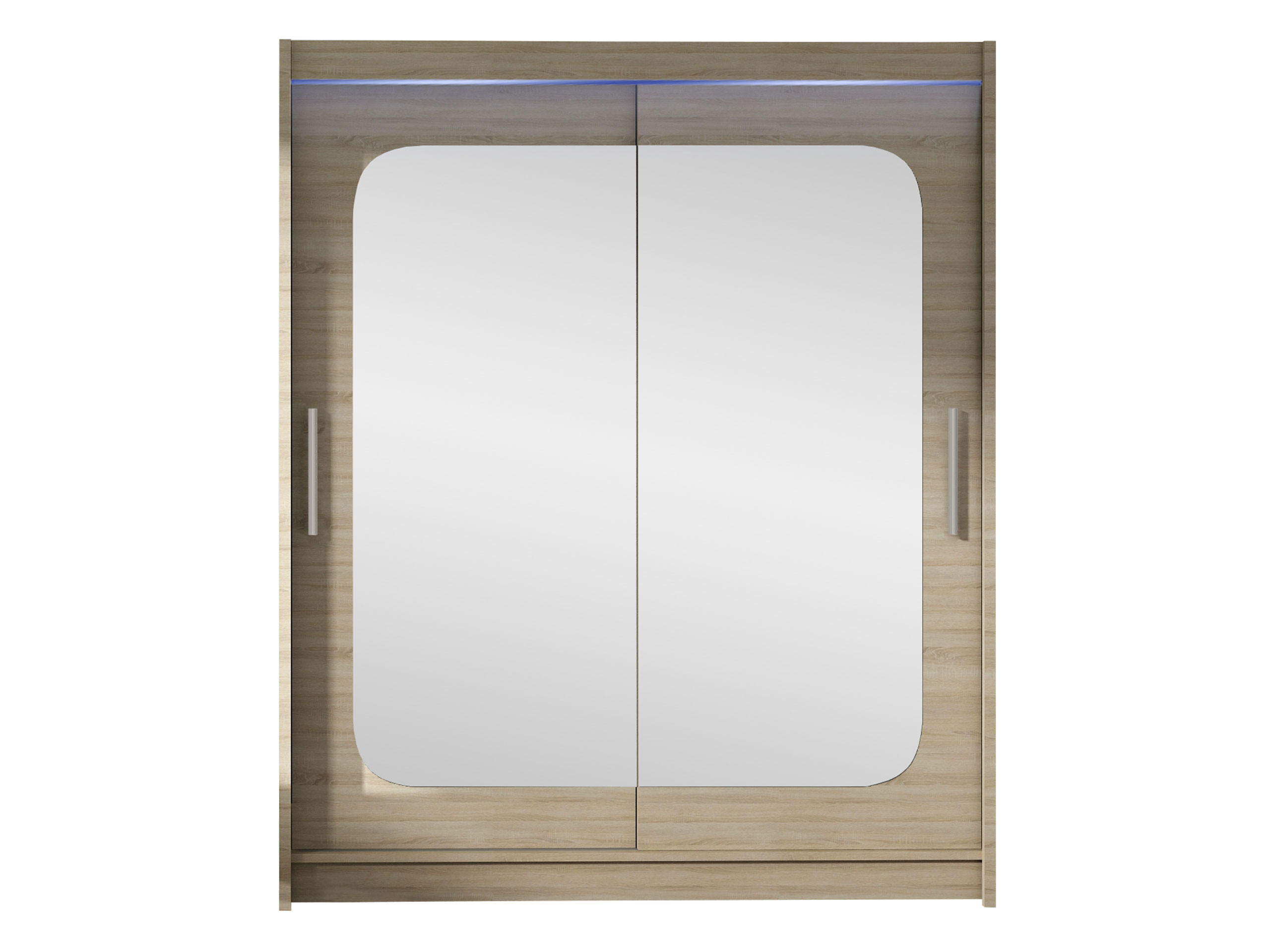 SCHWEBETÜRENSCHRANK Westa XII, mit RGB LED Beleuchtung - Silberfarben/Sonoma Eiche, Holzwerkstoff/Metall (150/200/58cm) - MIRJAN24