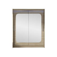 SCHWEBETÜRENSCHRANK Westa XII, mit RGB LED Beleuchtung - Silberfarben/Sonoma Eiche, Holzwerkstoff/Metall (150/200/58cm) - MIRJAN24