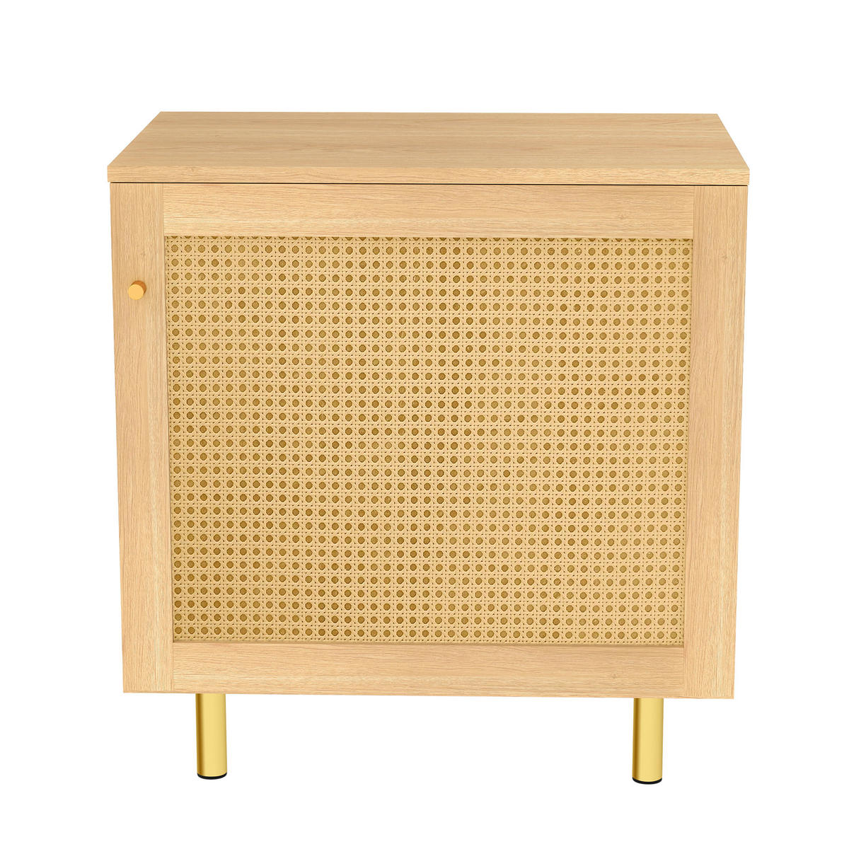 SIDEBOARD in Naturfarben Aufbewahrungsschrank aus Korbgeflecht für Wohnzimmer, B60/T40/H63cm - Goldfarben/Naturfarben, Holzwerkstoff/Metall (60/63/40cm) - STILVORA