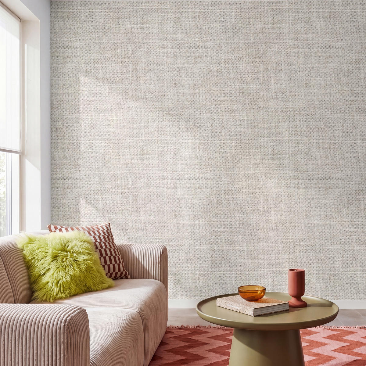 TAPETE - Leinen - Textur - Beige - 300x300 cm - Creme, Papier (300/300cm) - OnlyWow