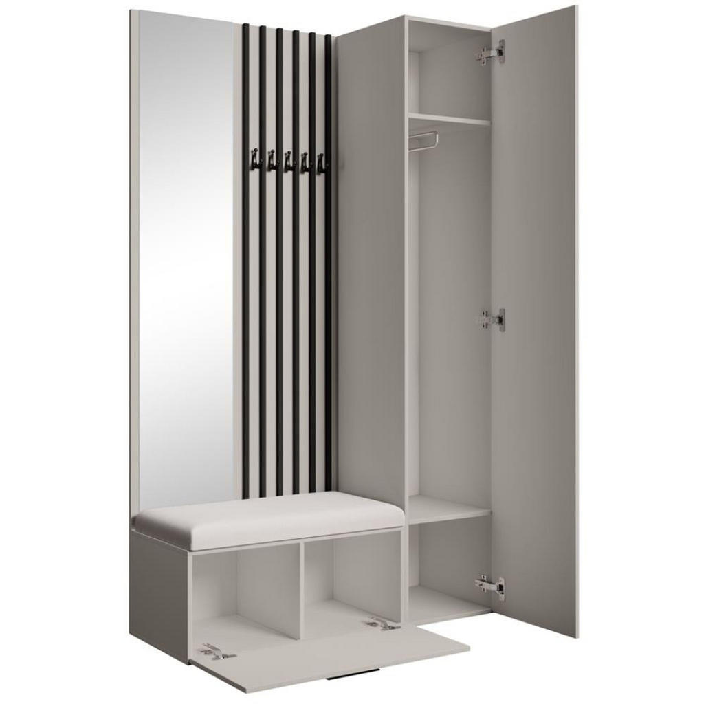 Thumbnail - Beautysofa Garderobe, Kaschmir, Kunststoff, 121x203x43 cm, Garderobe, Garderoben-Sets & Serien, Garderoben-Sets